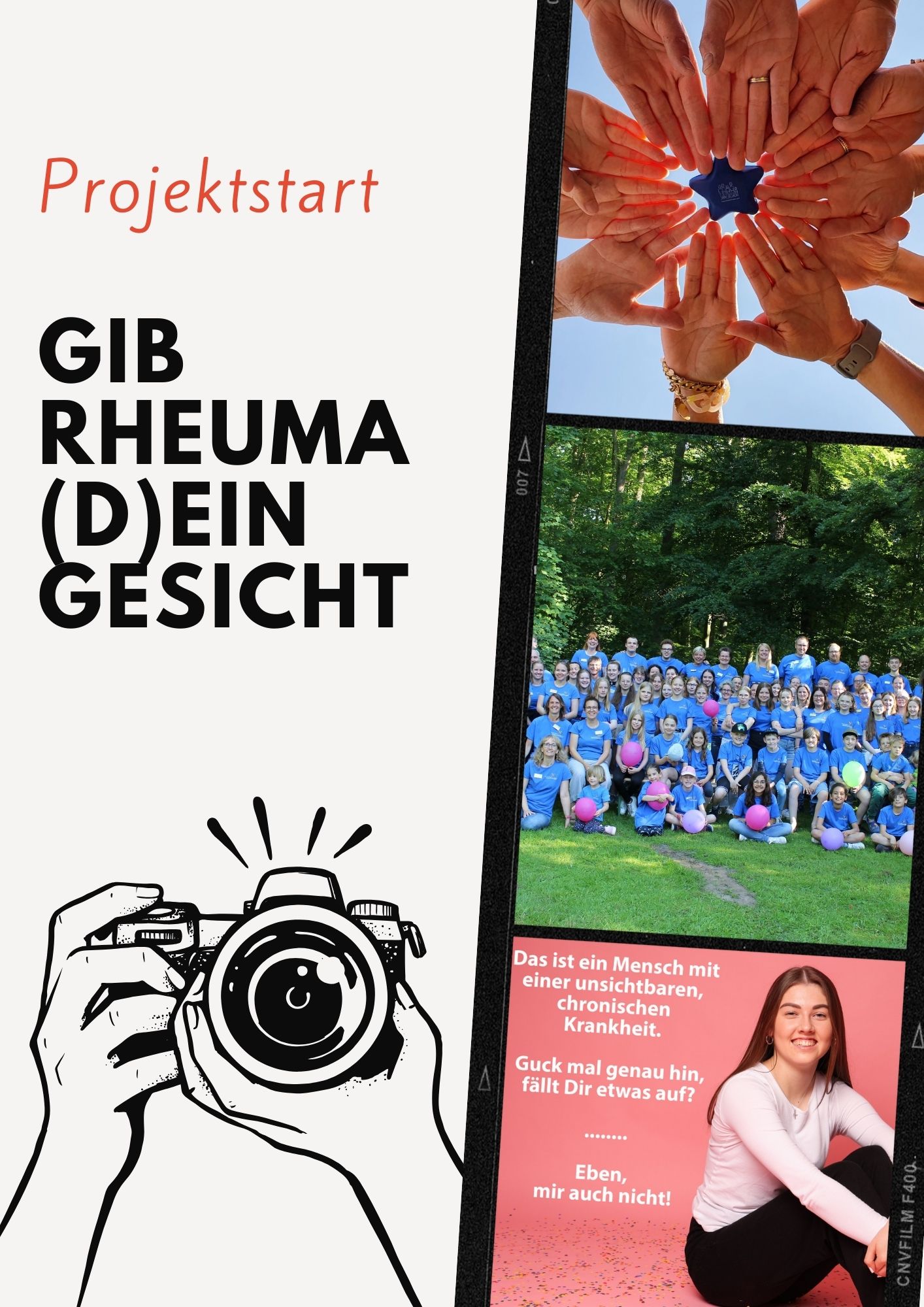 Flyer zu dem Projektstart von Gib Rheuma (d)ein Gesicht